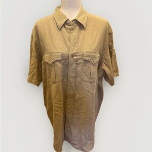Polo Ralph Lauren Size XL Men’s Button Down Short Sleeve Tan Brown Linen Resort